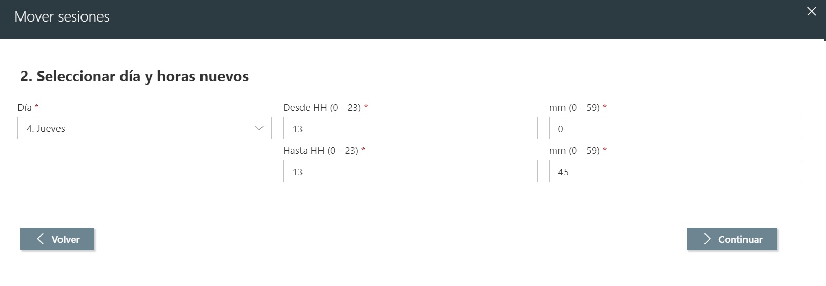 Mover sesiones paso 2